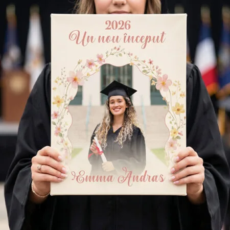 tablou canvas personalizat absolvire – un nou început – poză și nume