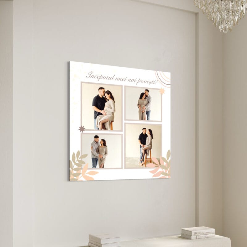 tablou canvas pătrat Începutul unei noi povești – colaj 4 poze materniate
