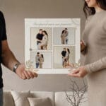 tablou canvas pătrat Începutul unei noi povești – colaj 4 poze materniate