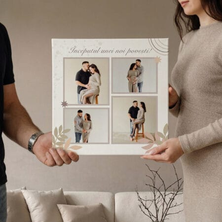 tablou canvas pătrat Începutul unei noi povești – colaj 4 poze materniate