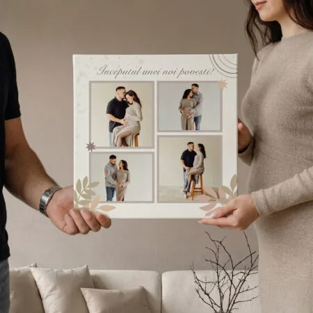 tablou canvas pătrat Începutul unei noi povești – colaj 4 poze materniate