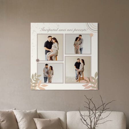 tablou canvas pătrat Începutul unei noi povești – colaj 4 poze materniate