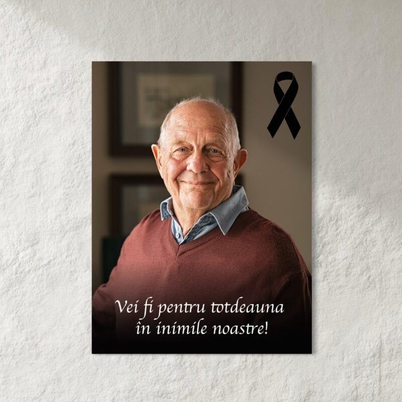 tablou memorial personalizat – omagiul de suflet cu poză și mesaj de neuitat