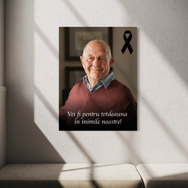 tablou memorial personalizat – omagiul de suflet cu poză și mesaj de neuitat