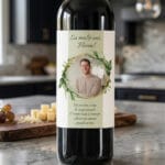 vin personalizat cu poză și mesaj la mulți ani florin – design elegant cu frunze