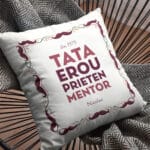 pernă personalizată cu nume și an — cadou tata, erou și mentor
