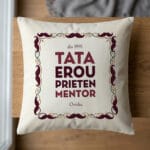 pernă personalizată cu nume și an — cadou tata, erou și mentor