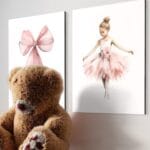set 3 tablouri canvas decorative cu balerină — camera copilului
