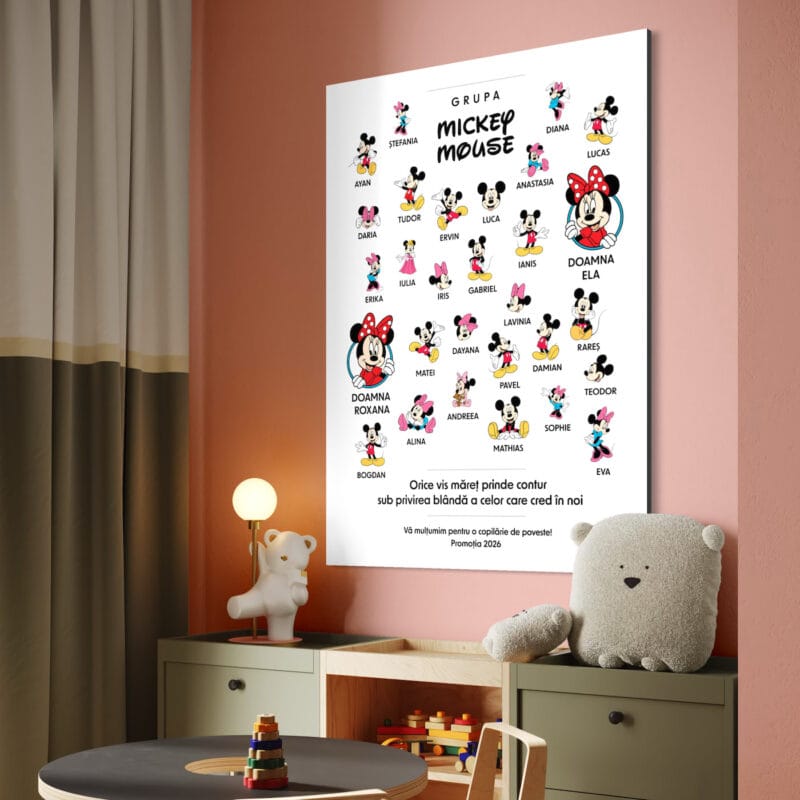 tablou canvas personalizat grădiniță grupa mickey — copii și educatoare