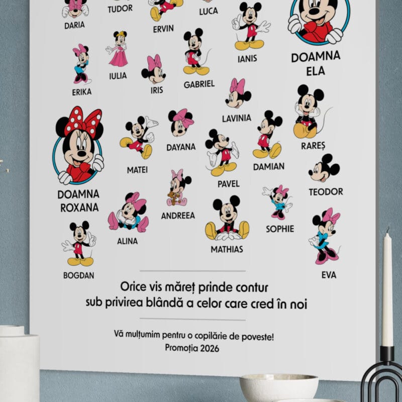 tablou canvas personalizat grădiniță grupa mickey — copii și educatoare