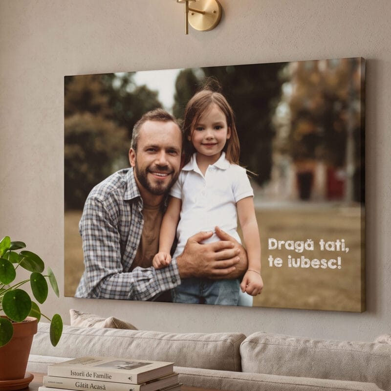 tablou canvas personalizat cu poză și mesaj — cadou tata