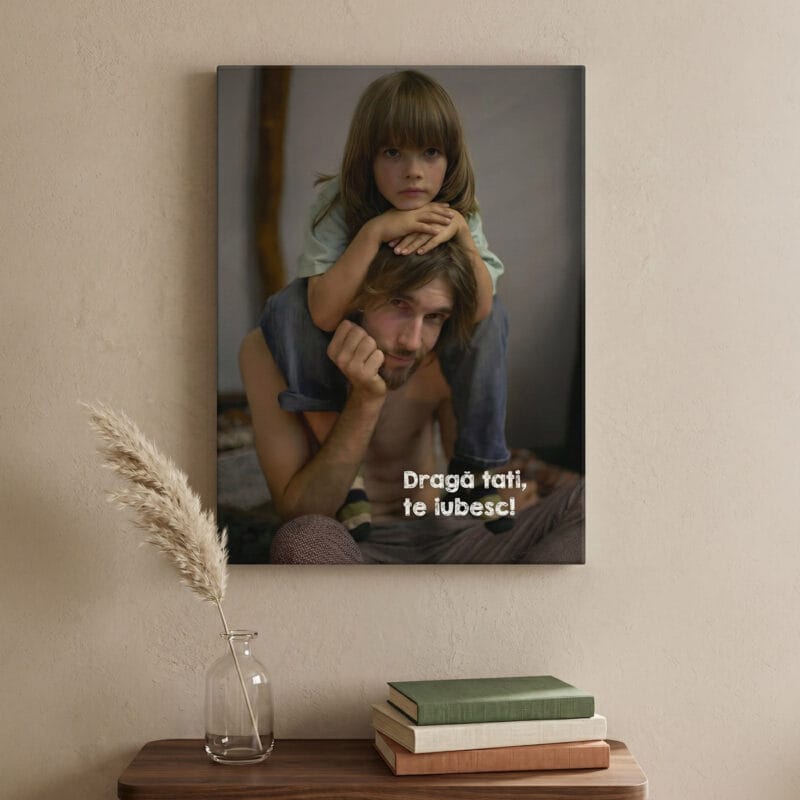 tablou canvas personalizat cu poză și mesaj — cadou tata