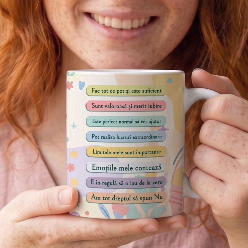 cană personalizată cu afirmații pozitive — să nu uit