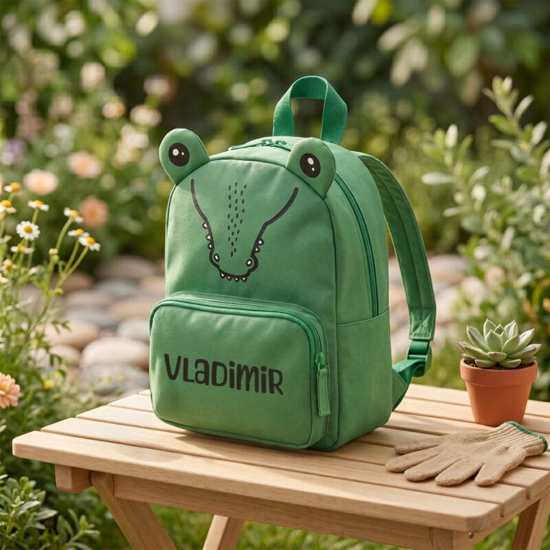 ghiozdan de copii personalizat cu nume — crocodil