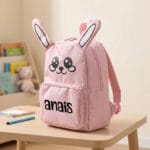 ghiozdan de copii personalizat cu nume — iepuraș
