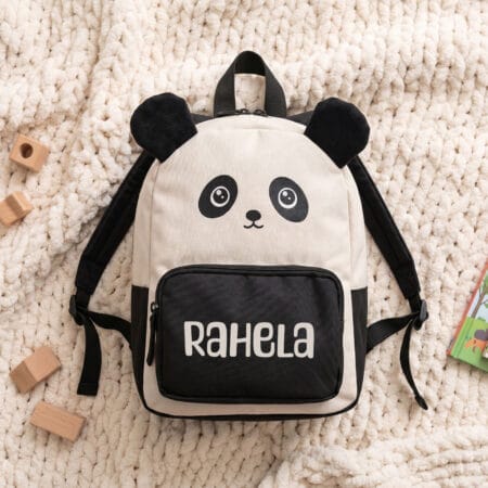 ghiozdan de copii personalizat cu nume — panda