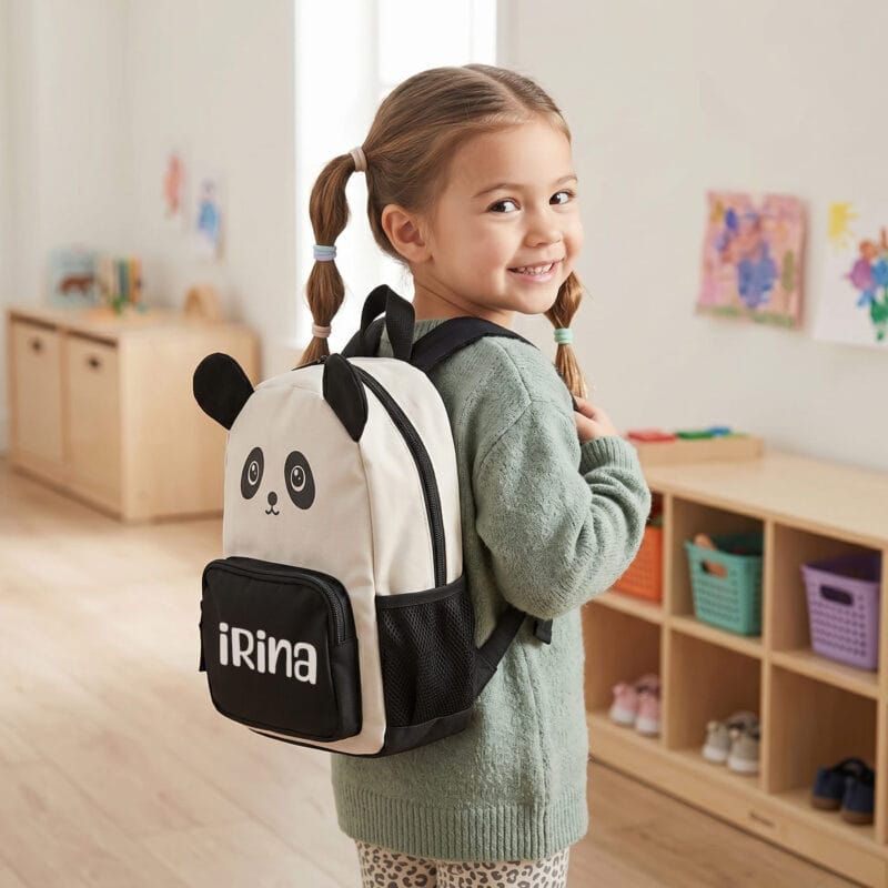 ghiozdan de copii personalizat cu nume — panda
