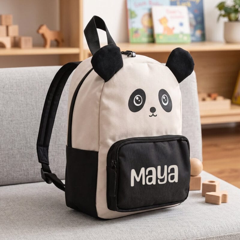 ghiozdan de copii personalizat cu nume — panda