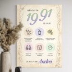tablou canvas personalizat cu anul nașterii — aniversar retro