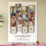 tablou canvas personalizat la mulți ani — colaj cu 12 poze și mesaj
