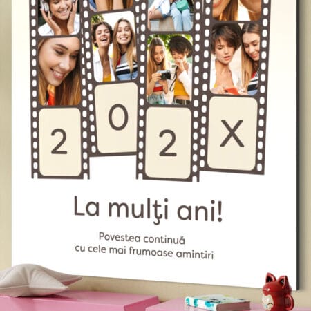 tablou canvas personalizat la mulți ani — colaj cu 12 poze și mesaj