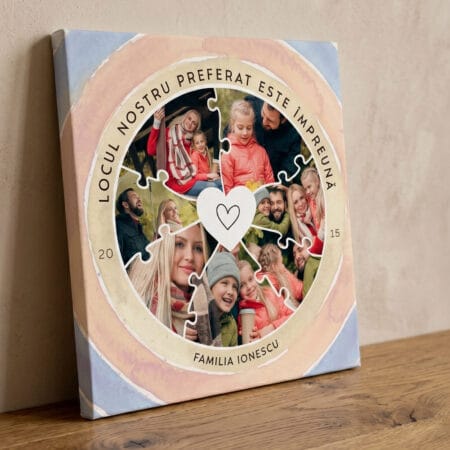 tablou canvas personalizat Împreună — colaj familie 7 poze cu nume