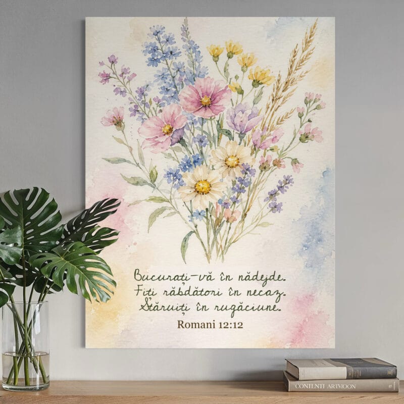 tablou canvas personalizat cu verset biblic — flori de câmp