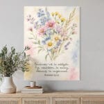 tablou canvas personalizat cu verset biblic — flori de câmp
