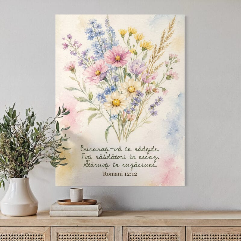 tablou canvas personalizat cu verset biblic — flori de câmp