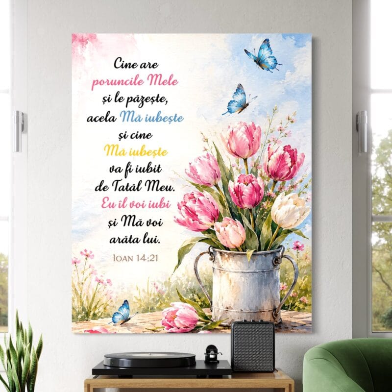 tablou canvas personalizat cu verset biblic — lalele