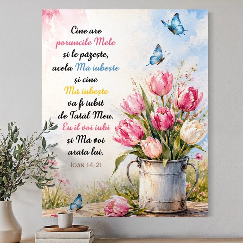 tablou canvas personalizat cu verset biblic — lalele