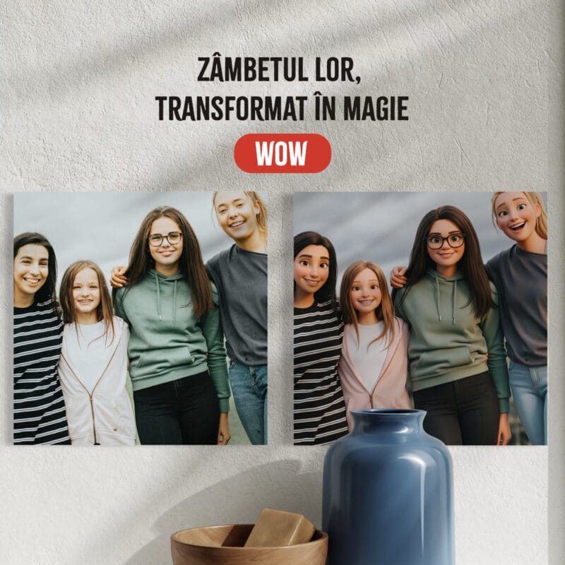 tablou canvas personalizat din poză — stil desen animat 3d