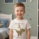 tricou aniversar personalizat cu vârstă — dinozaur, băieți și fete
