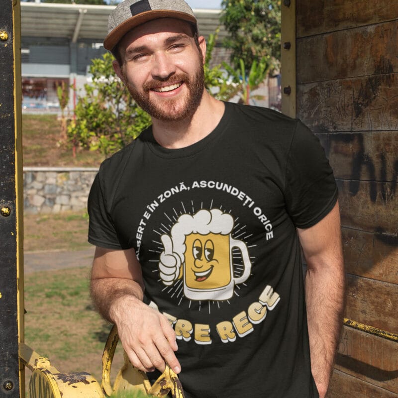tricou bumbac personalizat bărbați cu nume — amuzant cu bere
