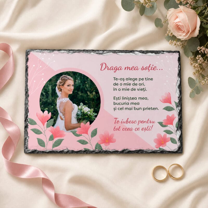 placă ardezie personalizată cu poză și mesaj — cadou pentru soție placă ardezie personalizată cu poză și mesaj — cadou pentru soție