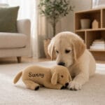 câine de pluș personalizat cu nume brodat — golden retriever