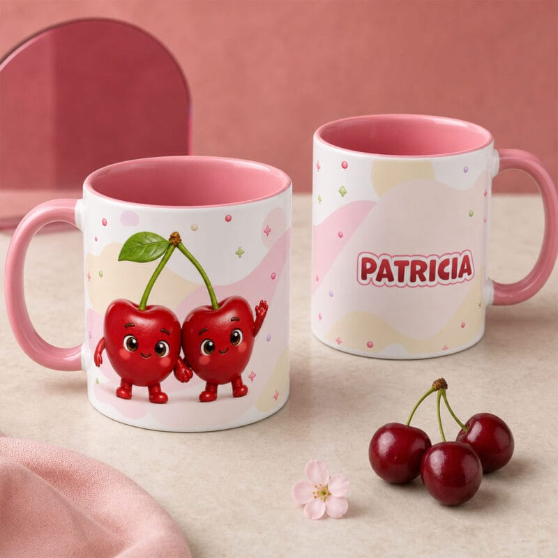 cană personalizată cu nume — fructe vesele pentru copii