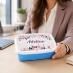 caserolă personalizată cu nume — flori în acuarelă