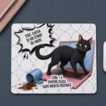mouse pad personalizat cu mesaj — pisică neagră în stil comic