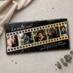 placă ardezie panoramică personalizată cu 5 poze — zi de naștere