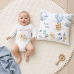 set cadou bebe personalizat cu nume — pernă și body