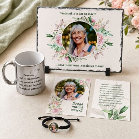set cadou personalizat cu poză și mesaj pentru soacră — 4 piese