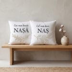 set 2 perne personalizate cadou nași cu mesaj de la fini — boho