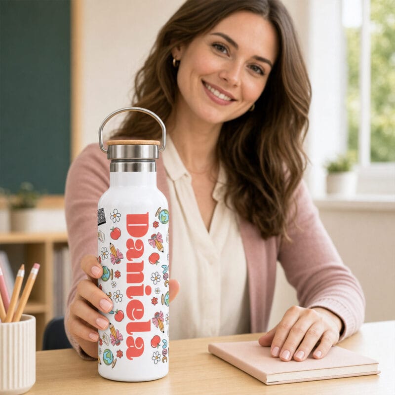sticlă termos personalizată cu nume — elemente Școlare