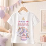 tricou aniversar personalizat cu nume și vârstă — unicorn