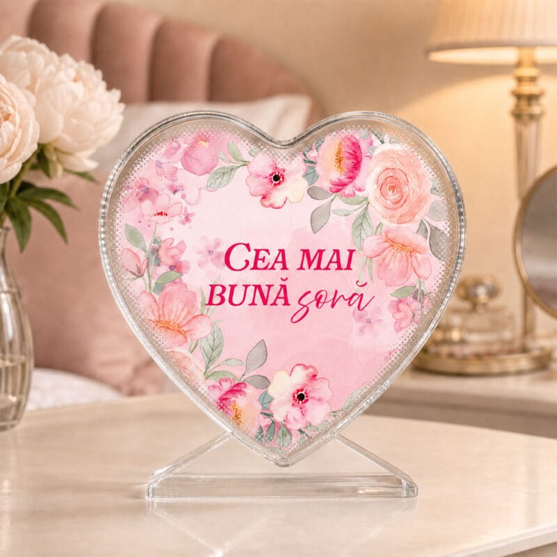 trofeu personalizat din cristal cu mesaj — pentru soră
