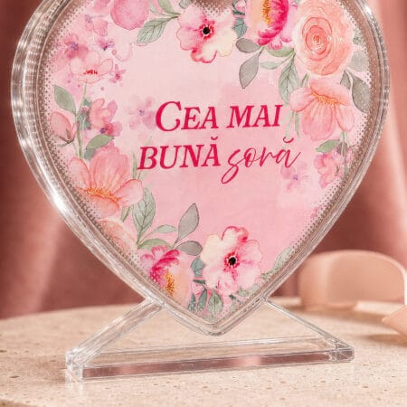 trofeu personalizat din cristal cu mesaj — pentru soră