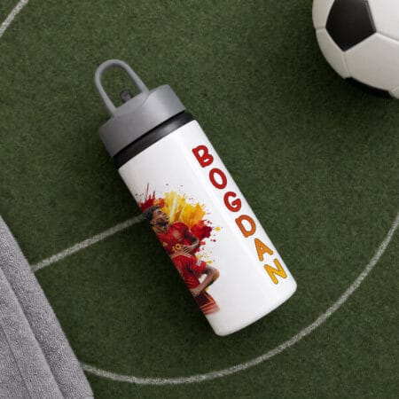 bidon de aluminiu personalizat cu nume — fotbalistul preferat