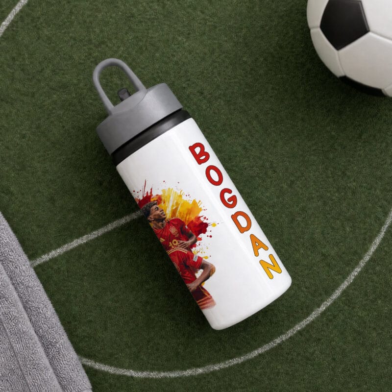 bidon de aluminiu personalizat cu nume — fotbalistul preferat