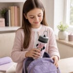 bidon de aluminiu personalizat cu nume — Șoricică cu fundă roz